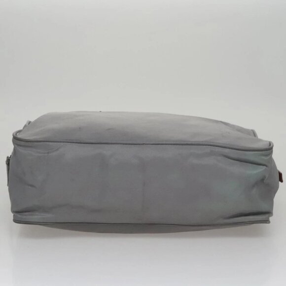 PRADA Hand Bag Nylon Leather Gray Brown Silver Auth 110687 - Picture 6 of 14